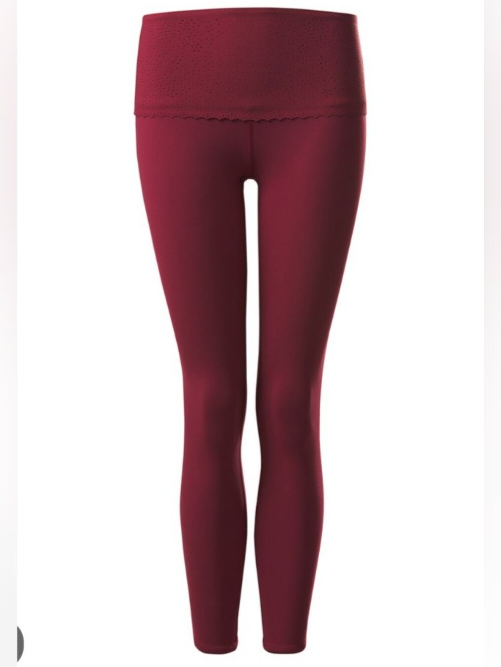 LULULEMON Burgundy Laser Cut Scalloped High Rise Yoga Leggings 25" | Size 2